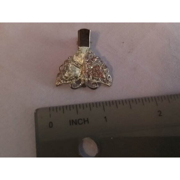 Vintage Butterfly Rhinestone Hair Clip Barrette - Picture 3 of 4